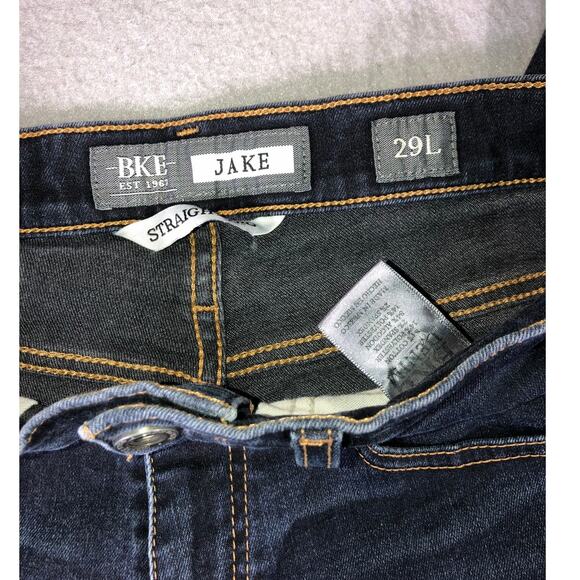 BKE Jake Straight Leg Jeans Mens 29xL Dark Wash Stretch Denim long/tall - Picture 4 of 6